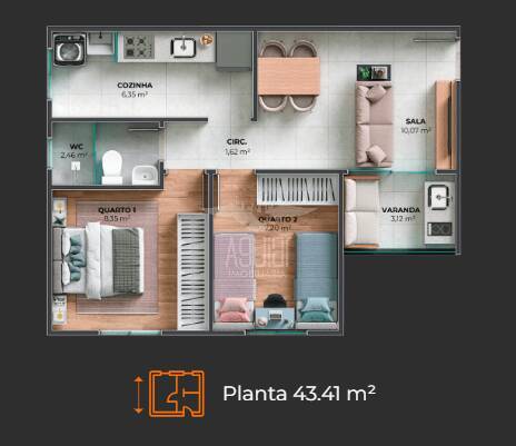 Apartamento, 2 quartos, 46 m² - Foto 5